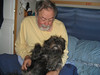 Allen > Scruffy gets to loll in the bed in the morning. Allen is a sucker for Scruffy and will do almost anything Scruffy wants! KB