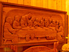 Allen > carving of The Last Supper inside Norwegian Stave church. AC